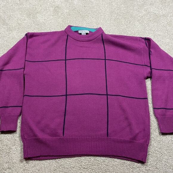 VTG Izod Club Sweater Mens XL Purple Palmer Dunes Hilton Head Golf 90s Pullover - Picture 1 of 7